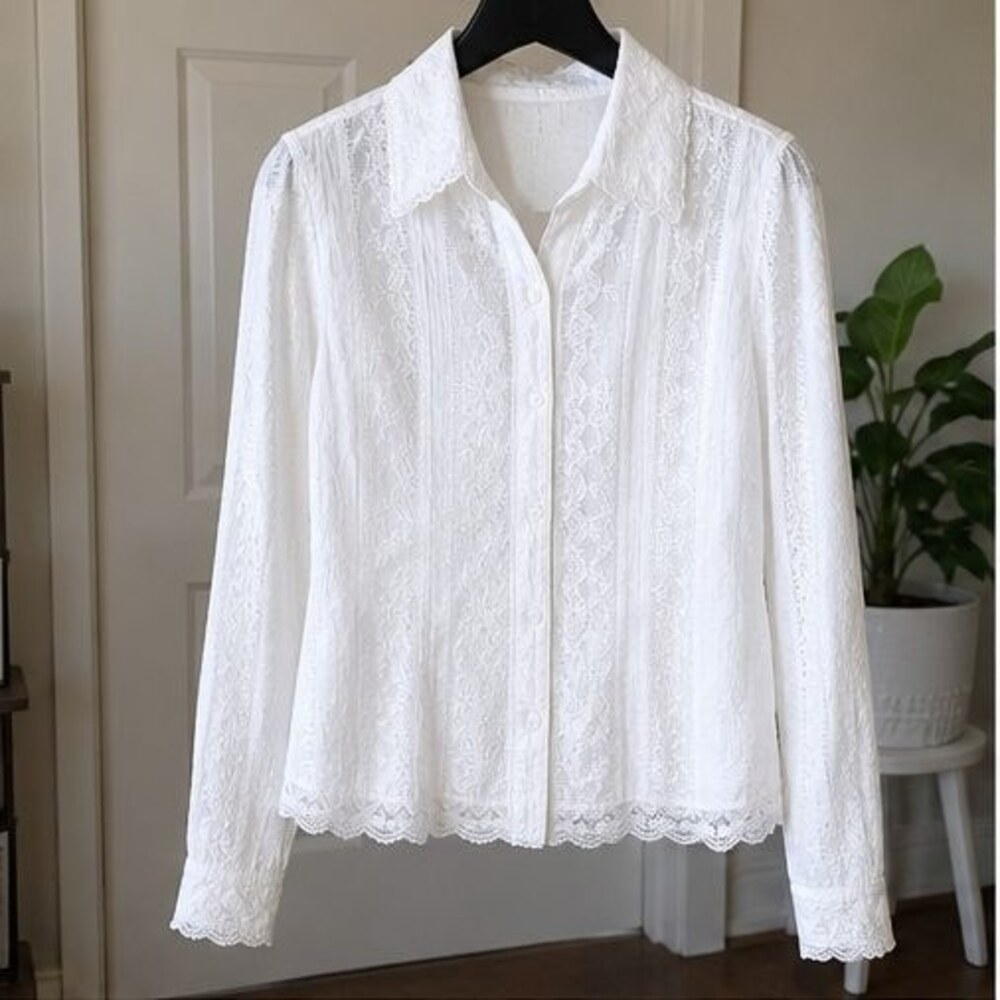 White Lace Trim Top